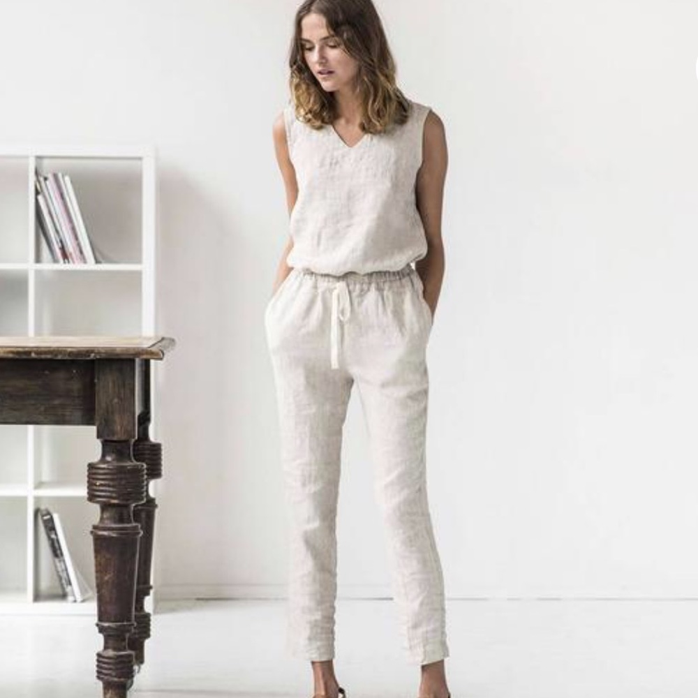 notPERFECTLINEN Linen Drawstring Pants - Small